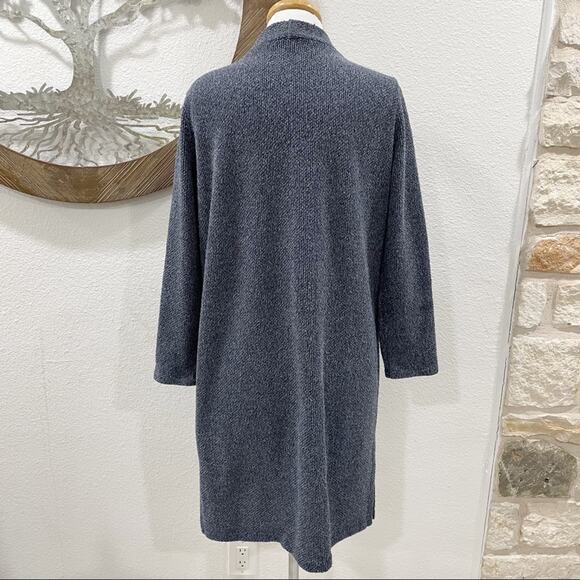 Clara Sunwoo Long Open Front Cardigan Pockets Blue Medium - Picture 4 of 6